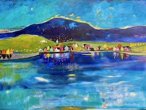 once there was a big fish swimming to the happy village